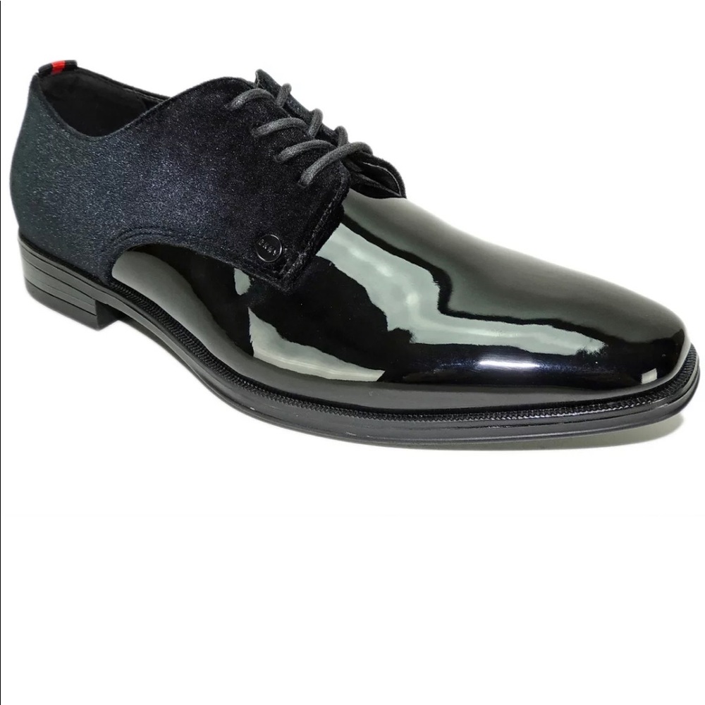 DKNY Men's Pierce Oxfords Patent/Velvet Black Size 13 (BRAND NEW) - Picture 1 of 6